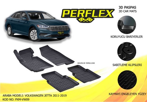 PASPAS 3D MAT HAVUZLU VOLKSWAGEN JETTA 11 SİYAH