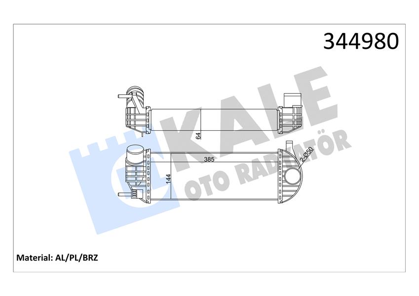 TURBO RADYATÖRÜ INTERCOOLER KNG 1.5 DCİ 08 385x143x64 AL/PL/BRZ
