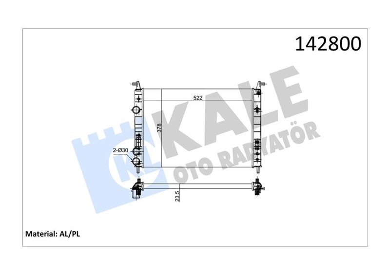 RADYATÖR PALIO 1.2 ALBEA 1.6 AC KLİMASIZ MEK 530x379x22 2 SIRA AL PL SİSTEM