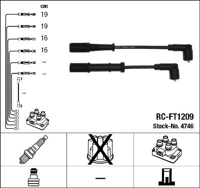 RC FT1209 BUJİ KABLOSU TK ALBEA SOLE PALIO SOLE 1.4 8V DOBLO DOBLO KARGO 1.4ie GRANDE PUNTO 1.2