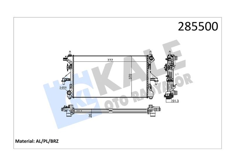RADYATÖR DUCATO BOXER JUMPER 2.2 HDİ 06 KLİMASIZ MEK 1 SIRA ALB SİSTEM AL/PL/BRZ