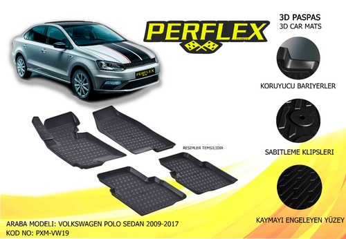 PASPAS 3D MAT HAVUZLU VOLKSWAGEN POLO SEDAN 11 SİYAH
