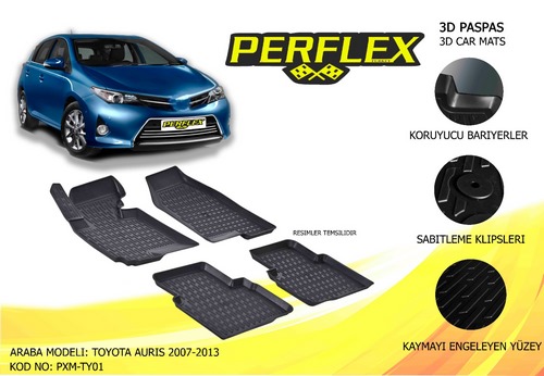 PASPAS 3D MAT HAVUZLU TOYOTA AURIS 07 13 SİYAH