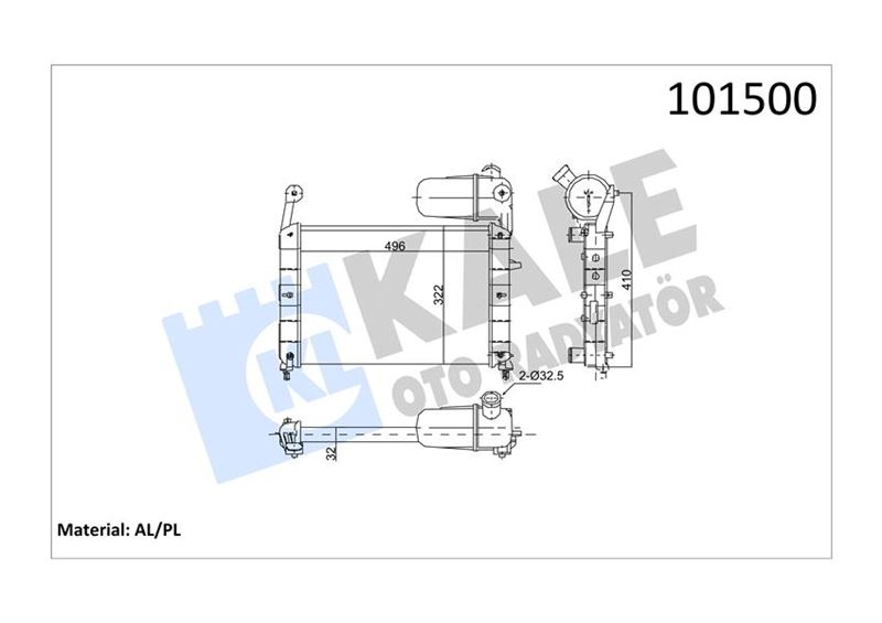 RADYATÖR TMPR TIPO MEK KLİMASIZ 496x322x23 2 SIRA AL PL SİSTEM