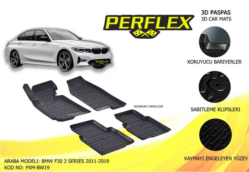 PASPAS 3D MAT HAVUZLU BMW F30 3 SERİSİ 12 SİYAH