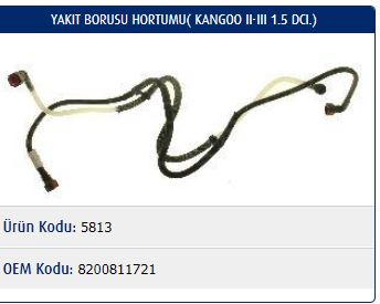 YAKIT BORUSU RENAULT KANGOO II 02.2008  