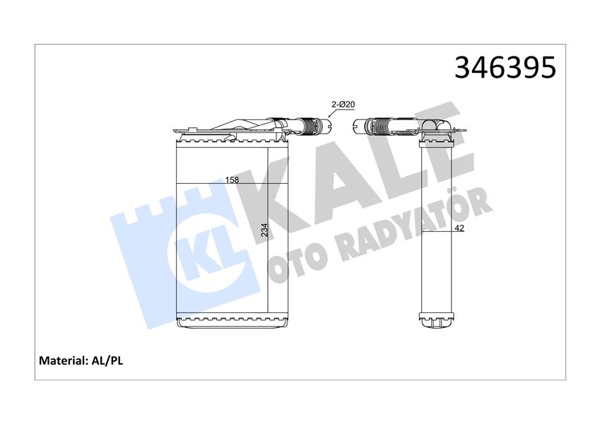 KALORİFER RADYATÖRÜ KNG KNG EXPRESS 1.4 1.6 16V 1.5 DCI 1.9DTI 1.9DCI 234x158
